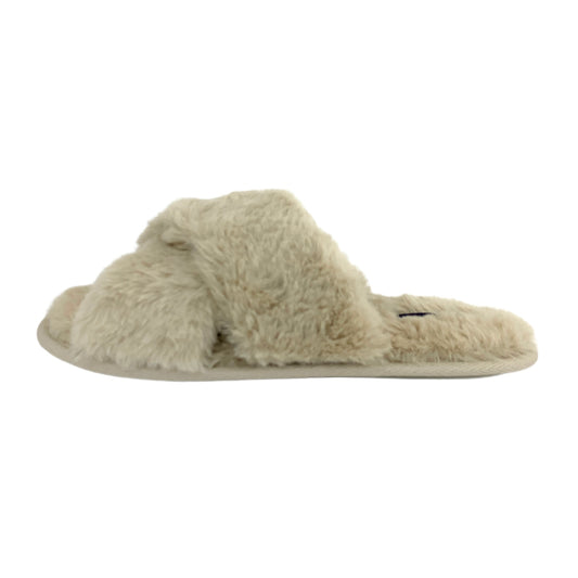 Women's Fuzzy Furry CrissCross Slip On Flats Slippers