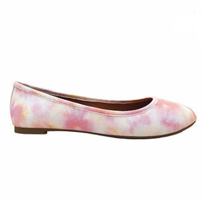 Pink/Yellow Tie dye Round Toe Slip On Size 9 Women's Ballet Flats