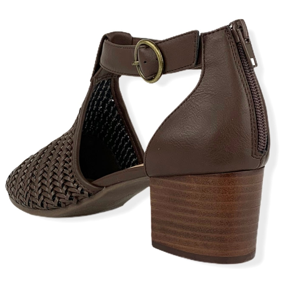 Ripley II Brown Faux Leather Block Heel Size 10M Ankle Strap Women's Sandals