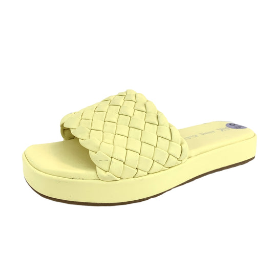 Woven Straps Slip On Braided Yellow Women's Sandals