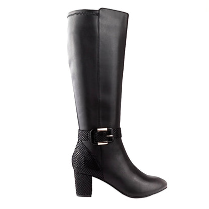 ISABELL Black Almond Toe Block Heels Zip Up Size 6.5 M Women's Boots