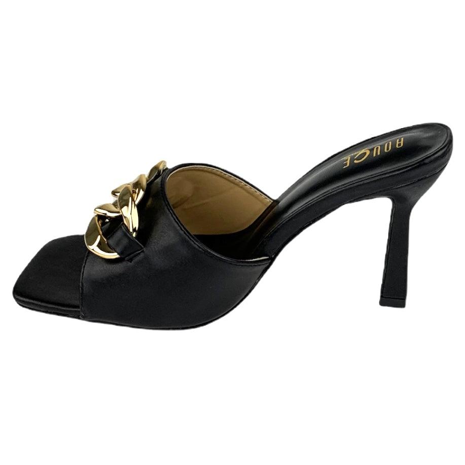 High Heel Square Toe Black Shoes Size 8.5 Women's Sandals