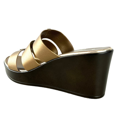ITALIAN SHOEMAKERS Bronze Metallic Size 10 M Slip On Women's Wedge Sandals