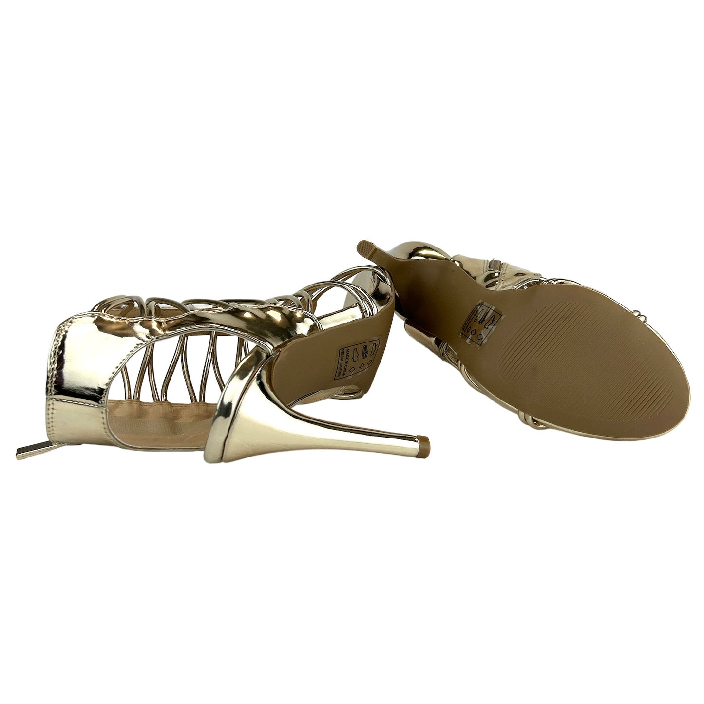 JEALOUS-18 Metallic Champagne Size 7 Heels Women's Dress Sandals