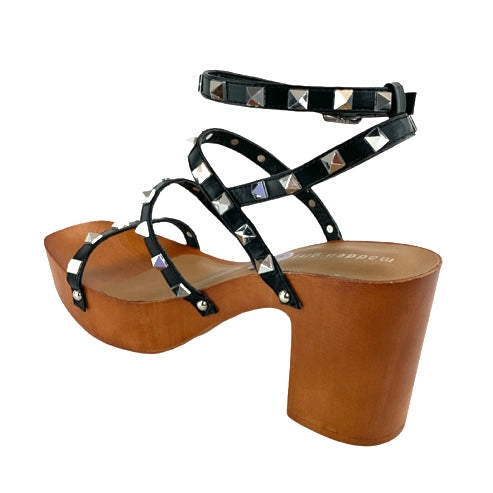 G-Canon Black Open Toe Ankle Buckle Platforms Women's Sandals