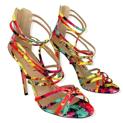 Tie-Dye Zipper up Strappy High Heels Size 10 Women's Sandals