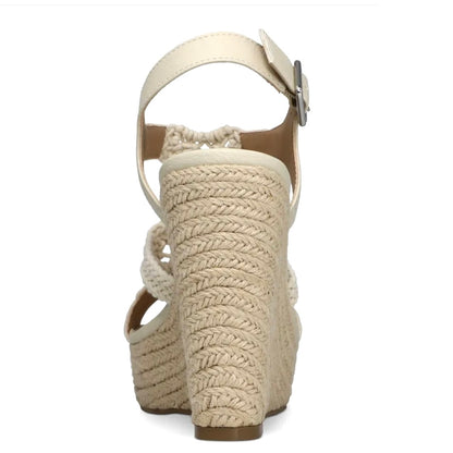 ESMEF Ivory Woven Wedge Espadrille Heel Platform Size 9M Women's Sandals