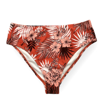 Brown/Floral Print Bikini Bottom Size S Women's Swimwear
