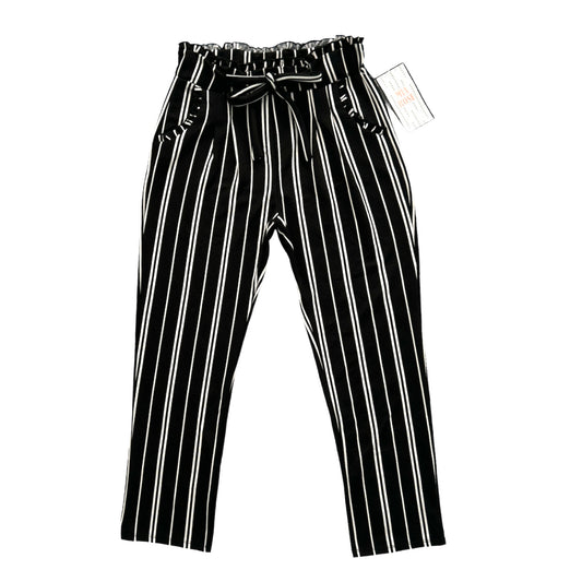 Casual Black/White Straight Leg Loose Fit High Rise Size M Women's Pants