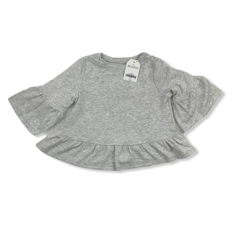 Long Sleeve Gray Pullover Top Size 2T baby girls Sweater- - Fannetti Boutique