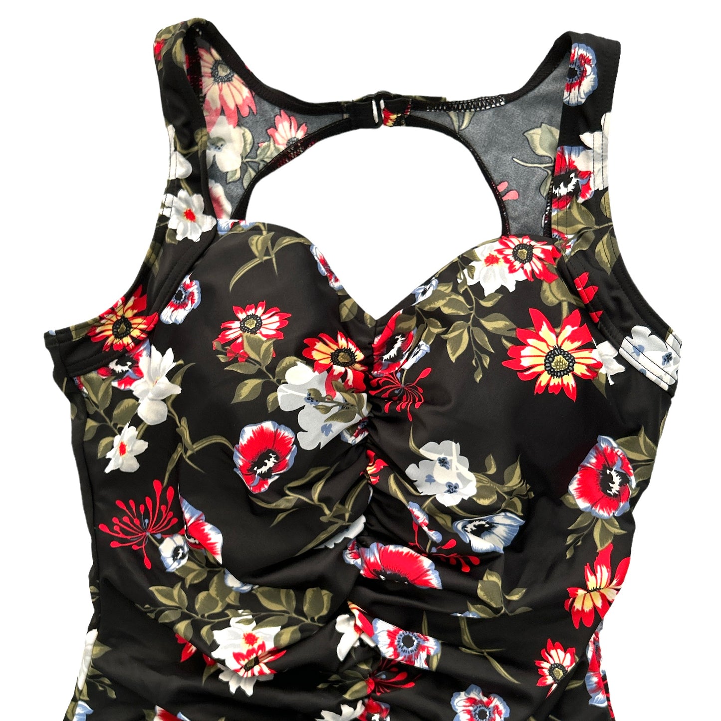 TUMMY Black/Multicolor Floral Print One Pieces Women's Swimsuit