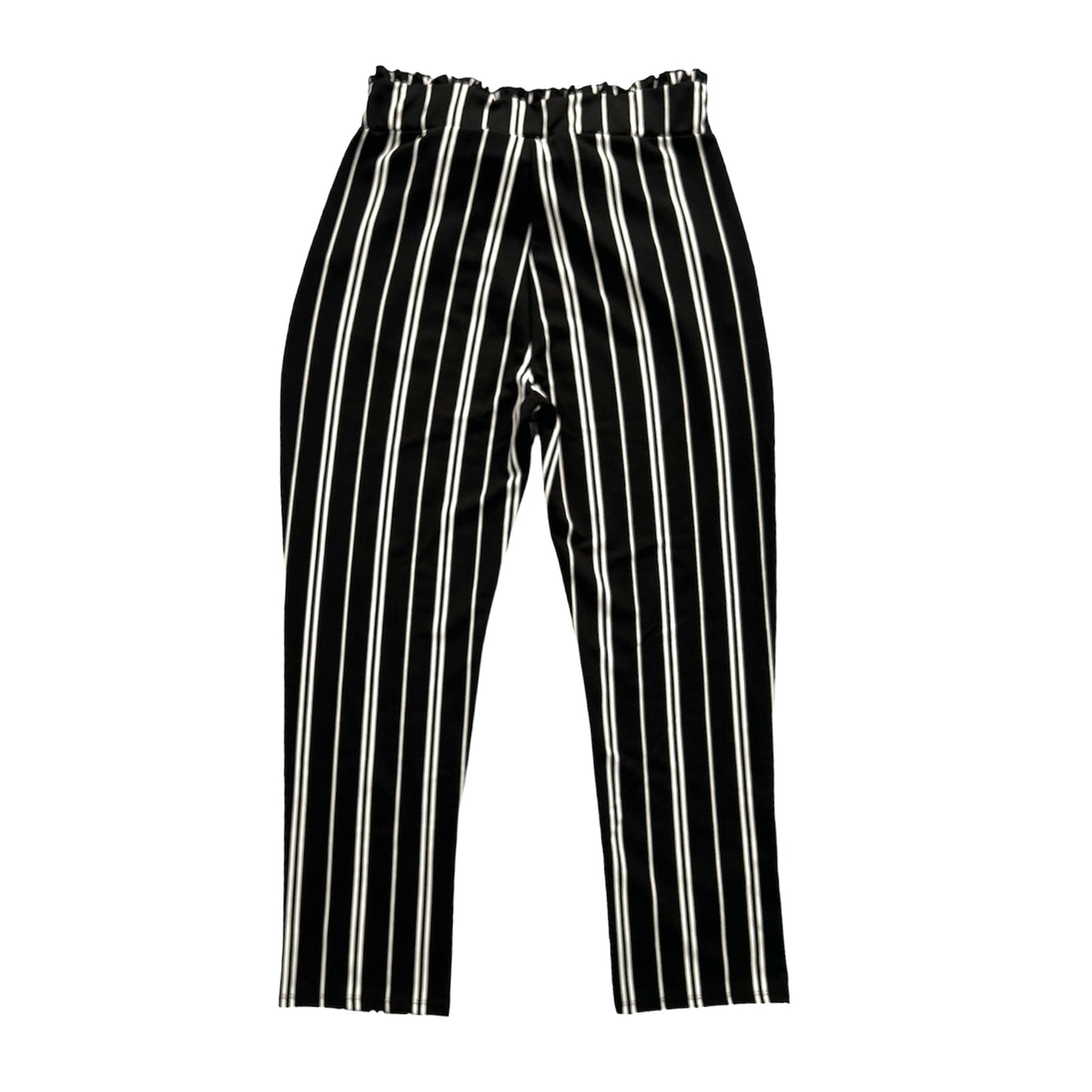 Casual Black/White Straight Leg Loose Fit High Rise Size M Women's Pants