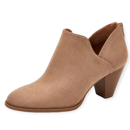 AMANDDEF Taupe Memory Form Almond Toe Bootie Women's Shoes