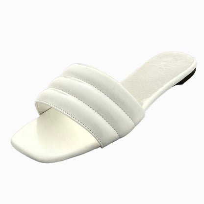 KICK White Cushion Square Toe Slip On Size 8 Women's Flats Sandals