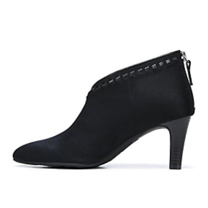 GIADA Comfort Black Suede Pointed Toe Booties Women's Ankle Boots