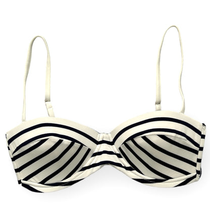 White/Navy Stripes Bikini Top Strap Size S Women's Swimwear