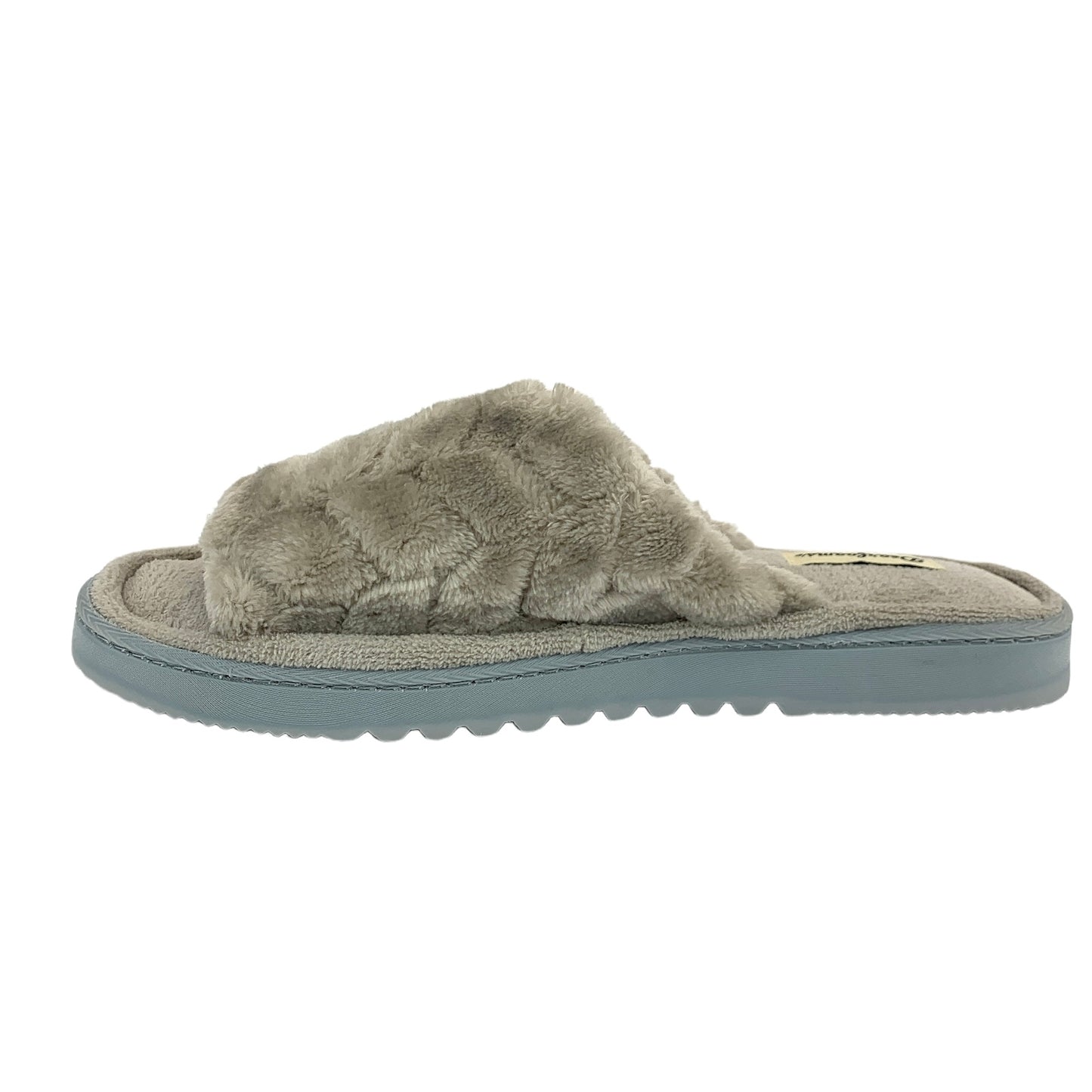 Gray Fuzzy Furry Memory Foam Slip On Open Toe Women's Slippers