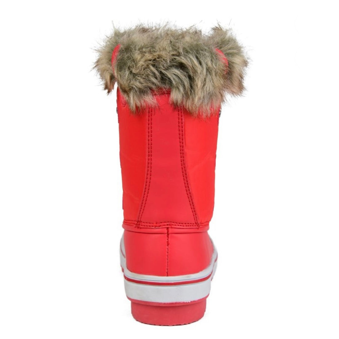 North Red Nylon Faux Fur Lace Up WaterProof Duck Women's Snow Boots