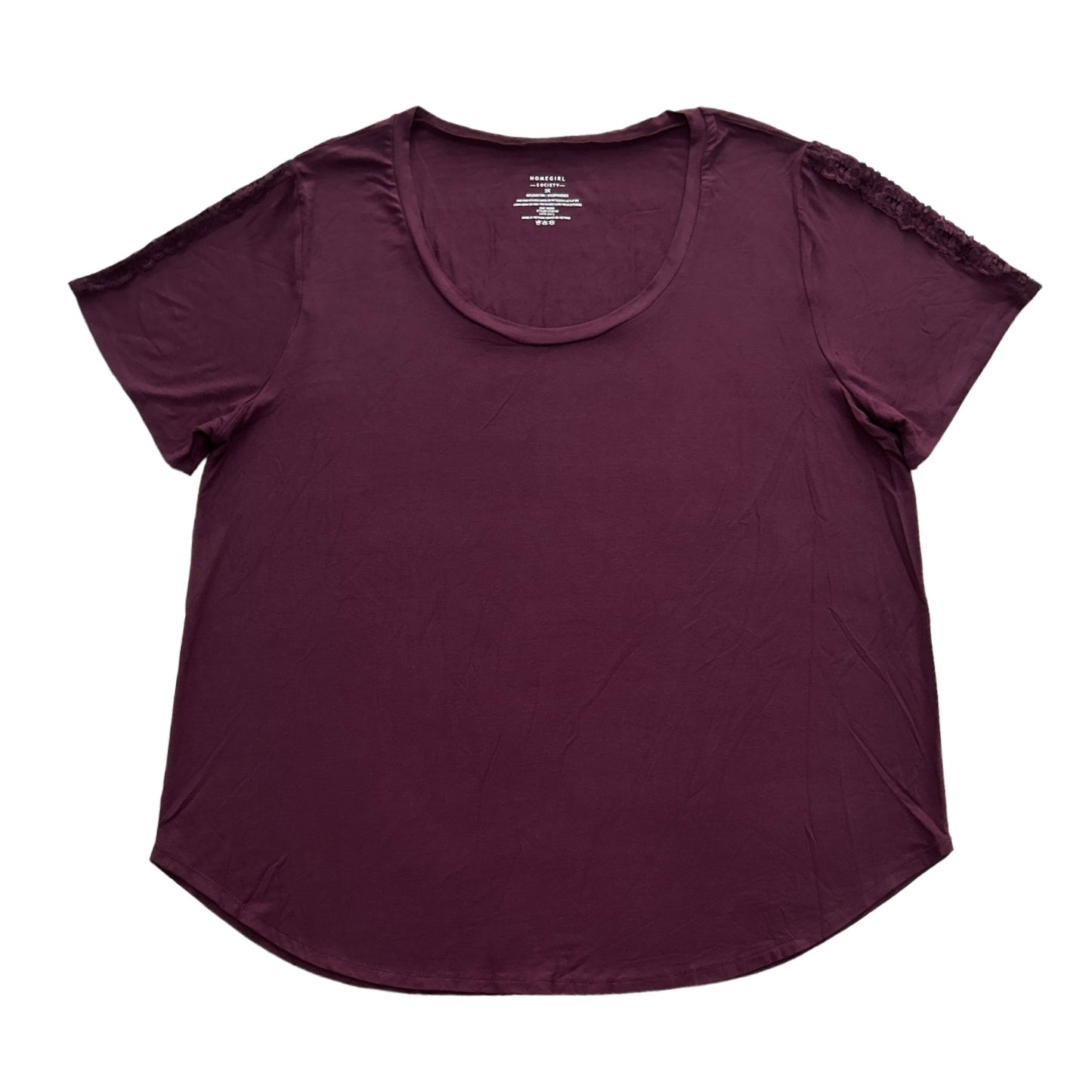 Purple Short Sleeve Scoop Neck Plus Size 3X Stretch Tops Women's T-Shirt