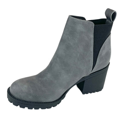LIDO SMOOTH Gray Size 5.5M Round Toe Block Heel Booties Women's Ankle Boots
