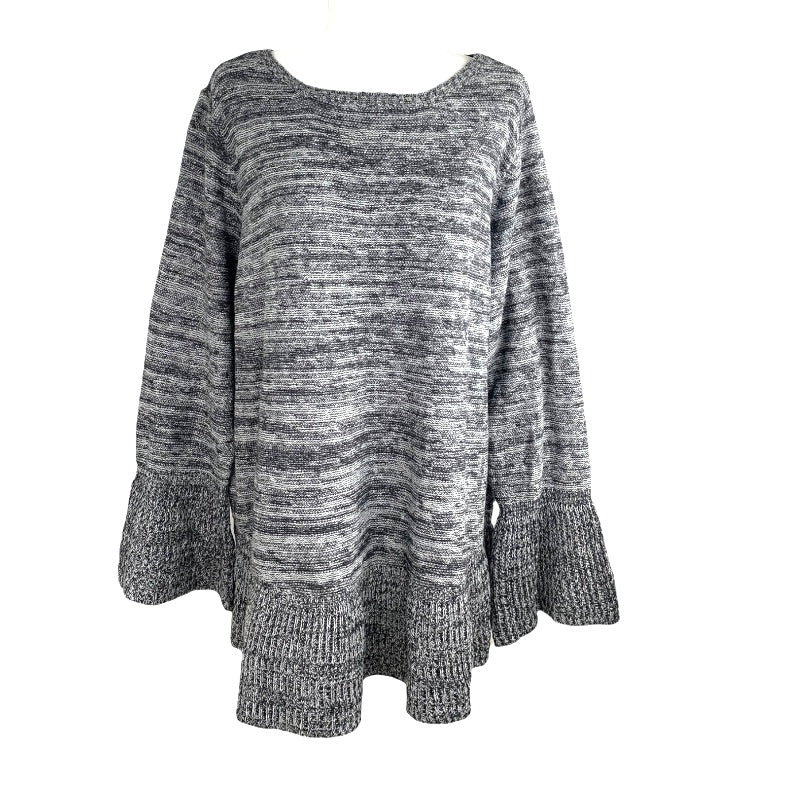 Long Sleeve Gray Bateau Neck Plus Size 3X Women's Sweaters