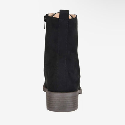 VIENNA Black Suede Lace-Up Almond Toe Women's Combat Boot
