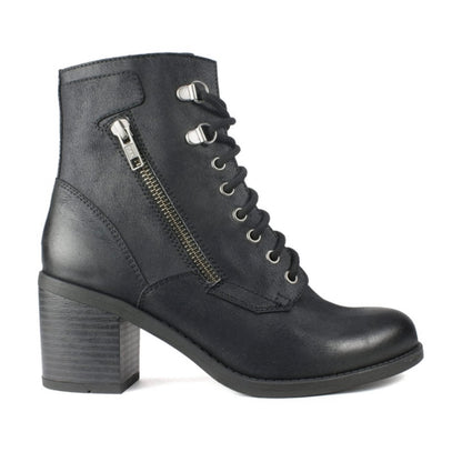 DORIAN Lace Up/Zip Block Heel Ankle Boots Women's Booties Combat