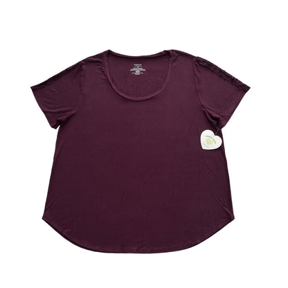 Purple Short Sleeve Scoop Neck Plus Size 3X Stretch Tops Women's T-Shirt