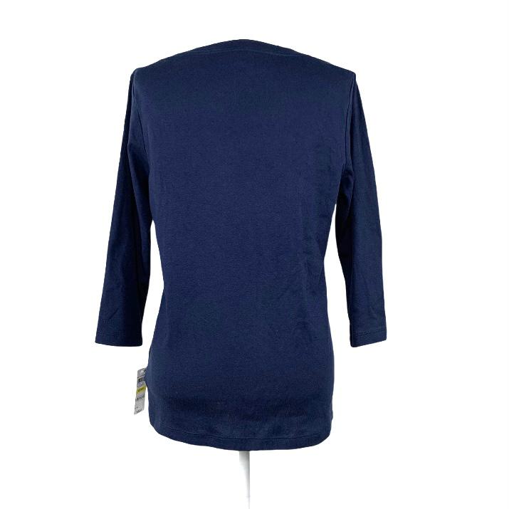 Navy 3/4 Sleeve Neck-V Size M Women's Sweaters-- - Fannetti Boutique