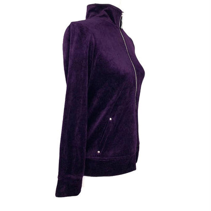 Purple Full Zip Velvet Petite Size PP Women's Sport Hoodie-- - Fannetti Boutique