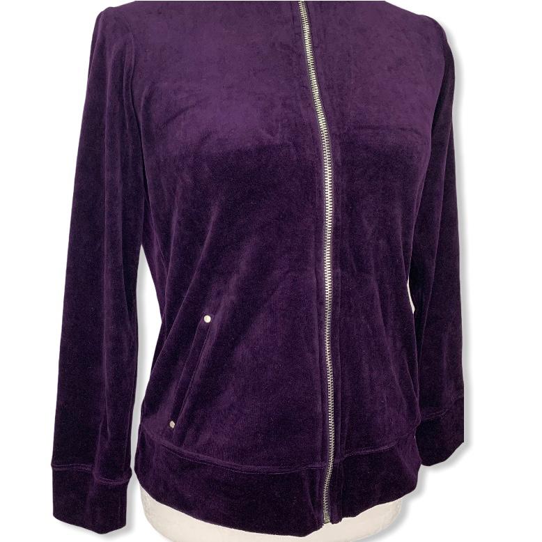 Purple Full Zip Velvet Petite Size PP Women's Sport Hoodie-- - Fannetti Boutique