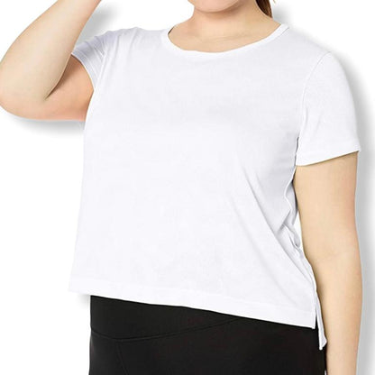 Cropped White Top Short Sleeve Size L Women's T-Shirt