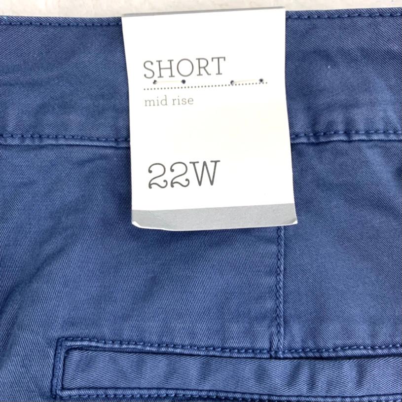 Mid Rise Frayed HemStretch Blue Plus Size 22W Women's Short
