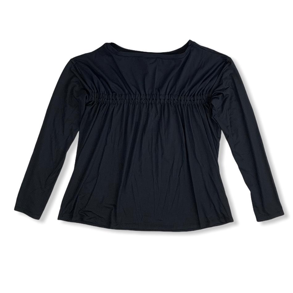 Long Sleeve Cinched Black Top Size XS(2-4) Women's Active Top