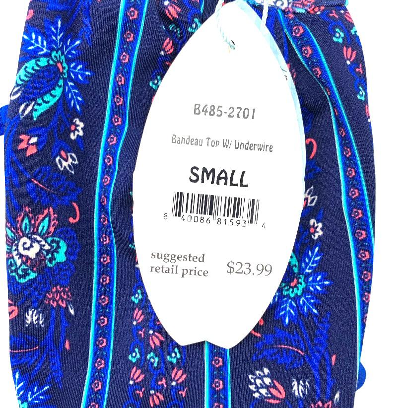 Blue/Multicolor Bikini Top Halter Strap Size S Women's Swimwear