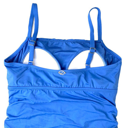 Tummy Control Swimsuit One-Piece adjustable straps Blue Women's Swimwear