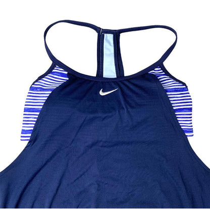Blue/White 2-pieces Set Tankini/Bottom Size S High Neck Women's Swimwear