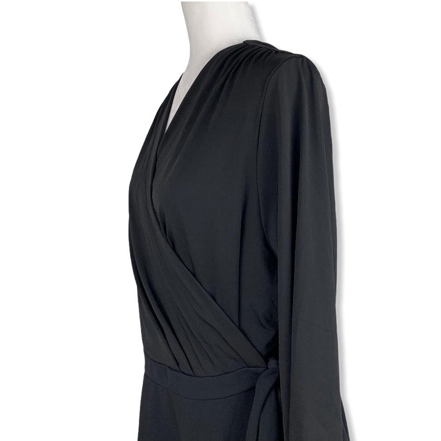 Black 3/4 Sleeve Stretch Plus Size 3X Women's Wrap Dress