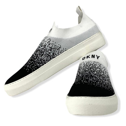Black/White Slip-on Stretch Knit Size 8.5M Women's Fashion Sneakers