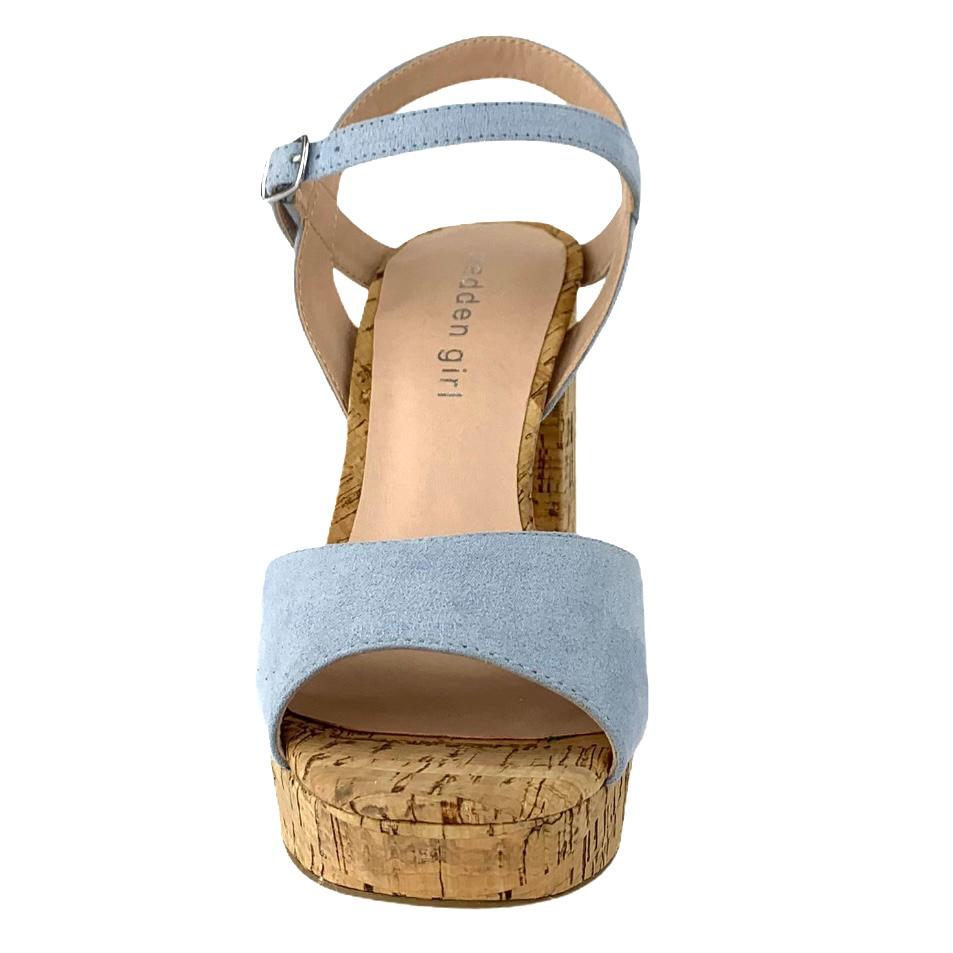 Women's Blue Denim Platform Sandals Heel Shoes