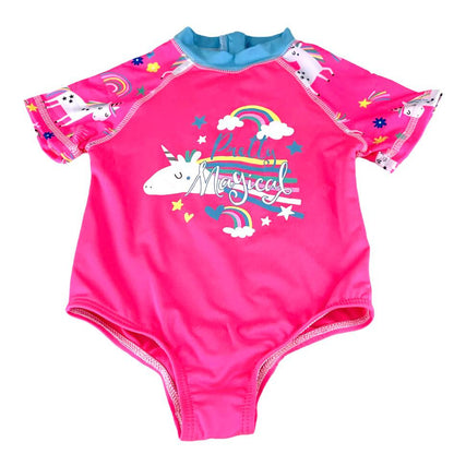 Baby Girl Swimwear Unicorn One-Piece Rashguard Swimsuit