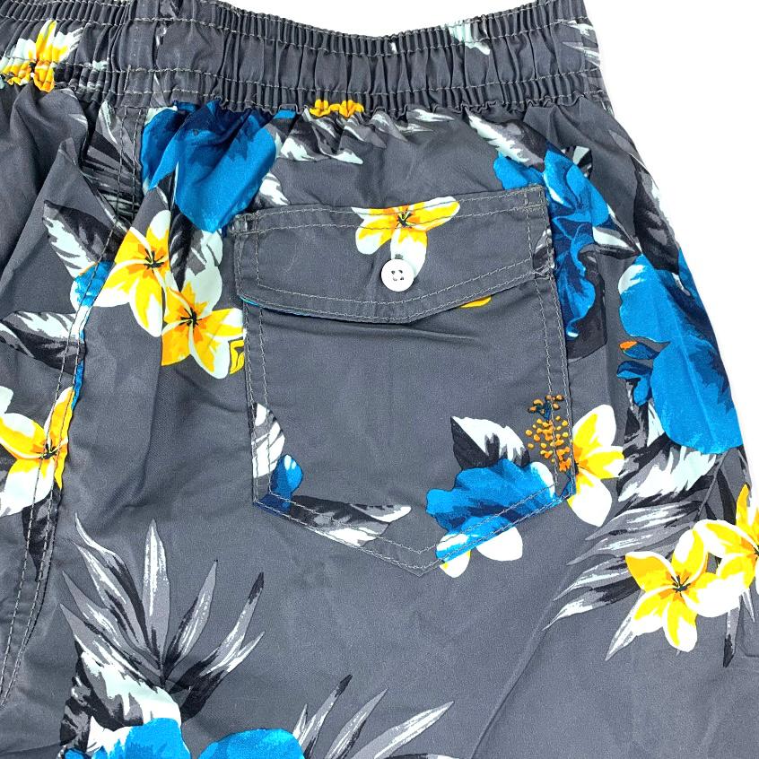 Gray/Blue/Yellow Quick Dry Board Shorts Size L Men's Swimwear