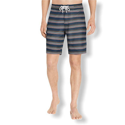 Swimwear Stripe Print Size 31 Tie Front Stretch Men's Board Shorts
