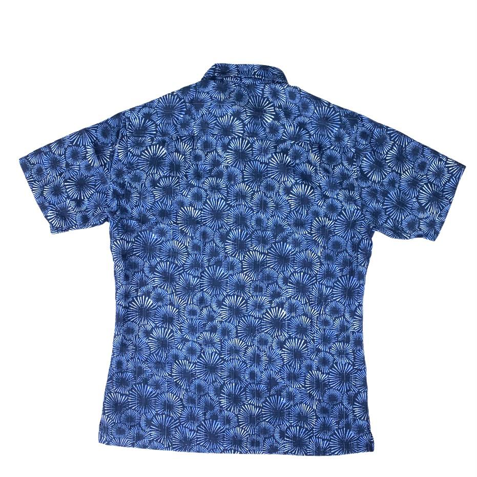 Poly Tropical Print Shirt Sunburst Men's Size S