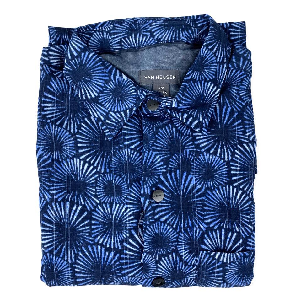 Poly Tropical Print Shirt Sunburst Men's Size S