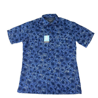 Poly Tropical Print Shirt Sunburst Men's Size S