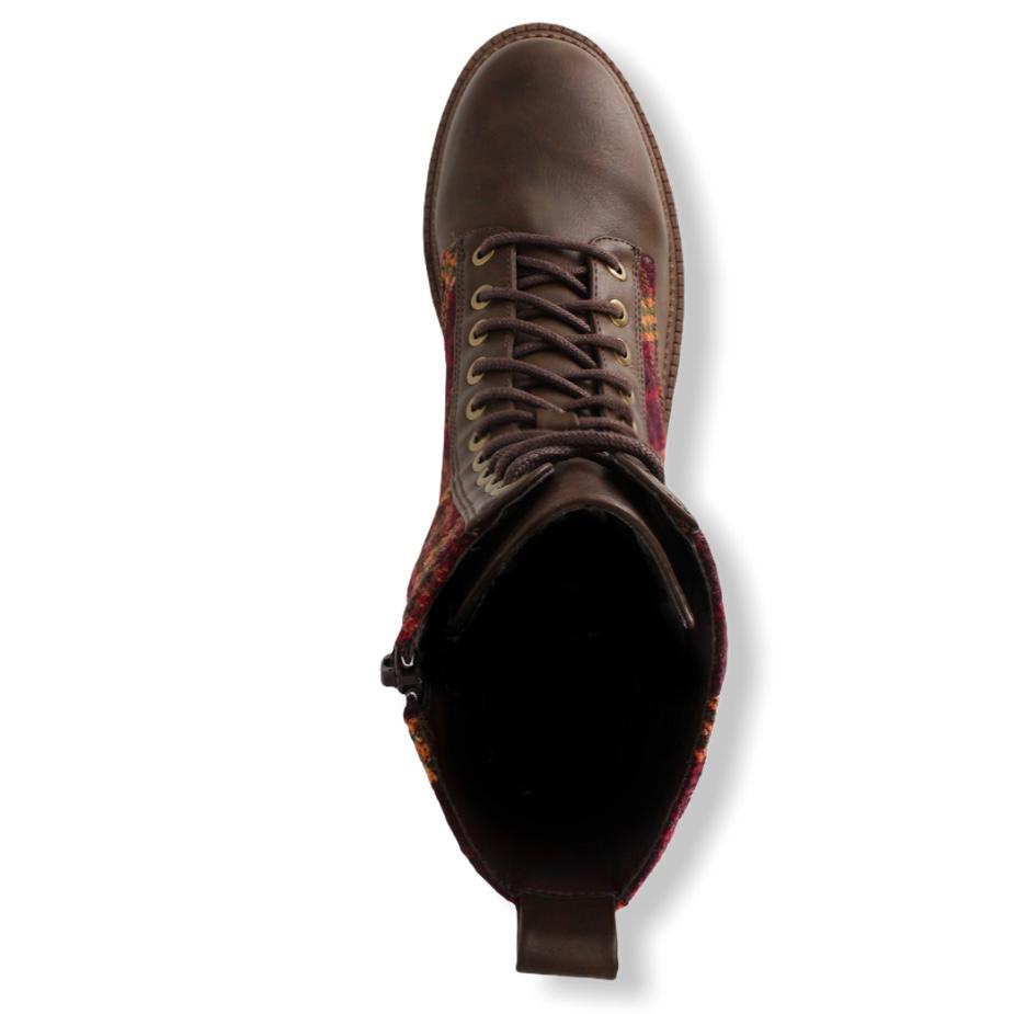 Brown/Red Low Heel Ankle Boots Size 8M Women's Booties Combat