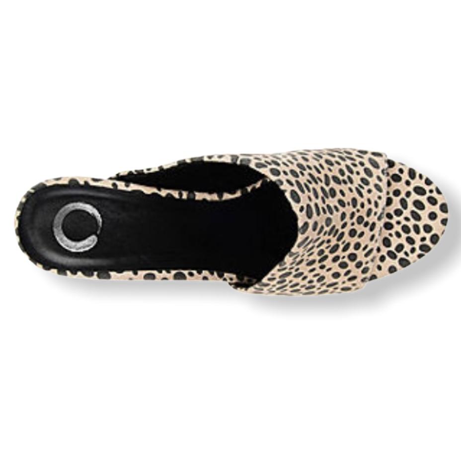 ALLEA Beige/Black Block Heel Slip-on Open Toe Women's Sandals