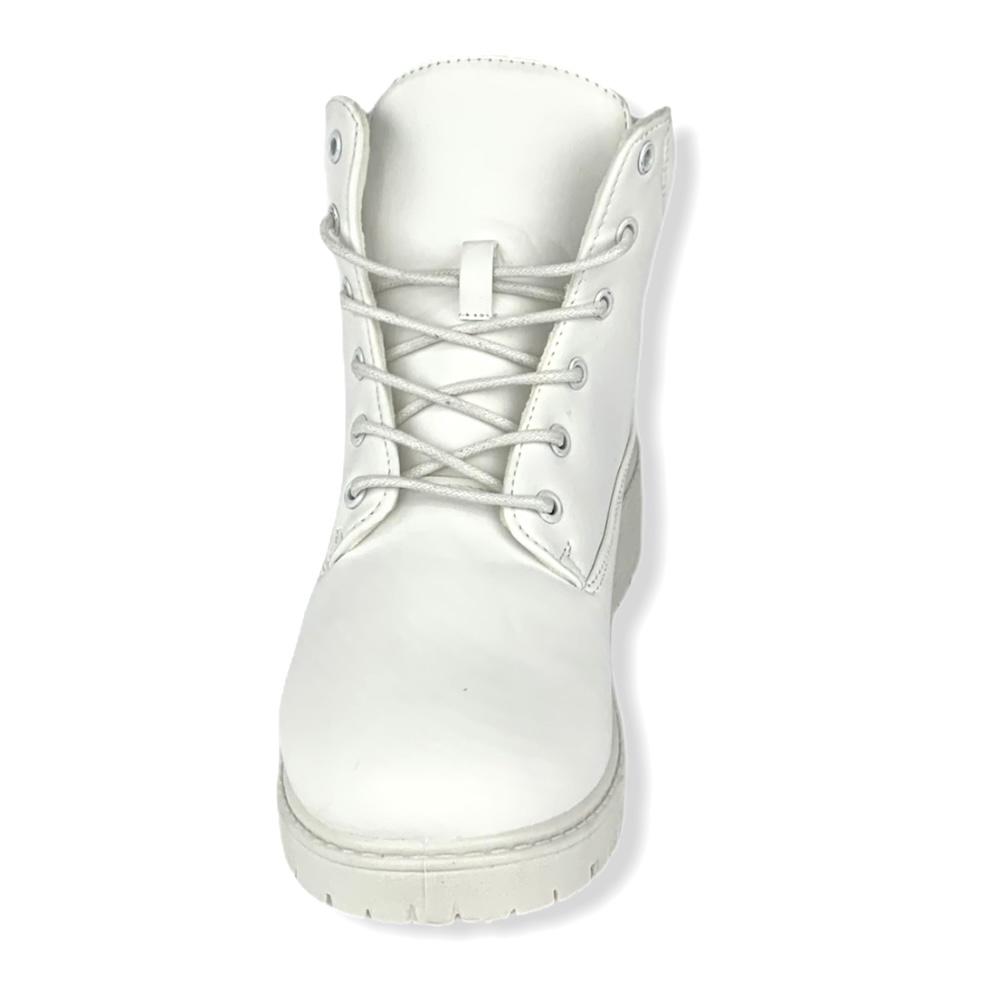 White Faux Leather Lace-up Size 9 Booties Women's Combats Boots