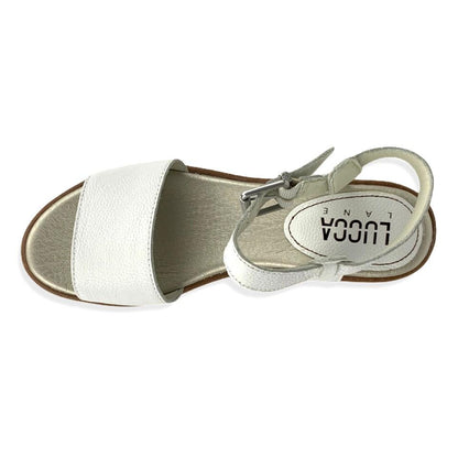 KAMERON Wedge White Leather Women's Sandals